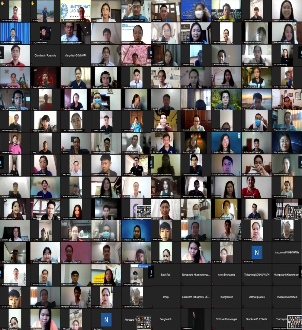 ກອງປະຊຸມປຶກສາຫາລື ແລະ ສົົ່ງເສີມການມີສ່ວນຮ່ວມຂອງຊາວໜຸ່ມ ແລະ ອາສາສະໝັກ ເພື່ອປະກອບສ່ວນເຂົ້າໃສ່ຮ່າງບົດລາຍງານແຫ່ງຊາດແບບສະໝັກໃຈ (VNR) ສະບັບທີ 2 ຂອງ ສປປ ລາວ ໃນວັນທີ 11 ພຶດສະພາ 2021, ຜ່ານລະບົບອອນລາຍ